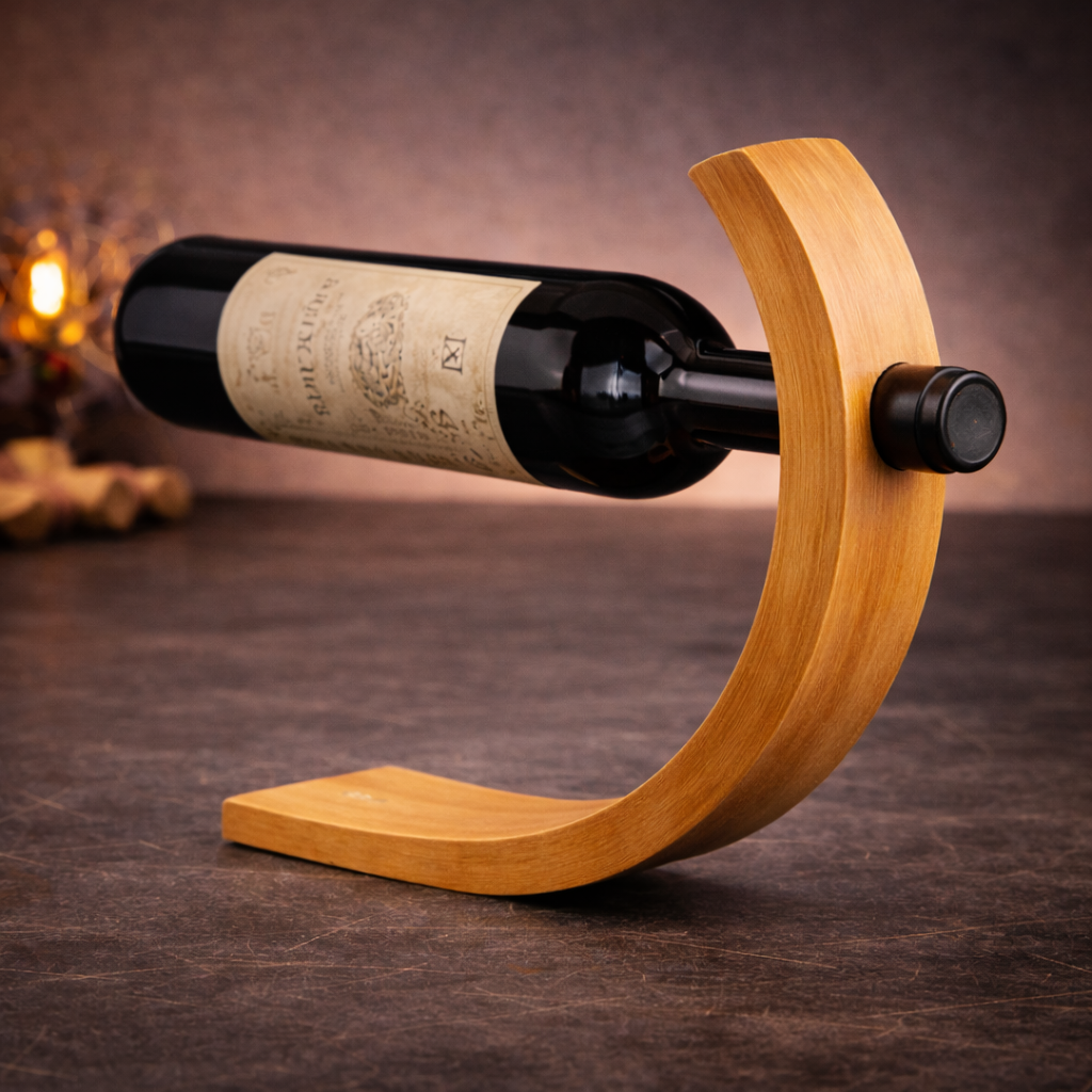 Gravity Cellar™ – Oak Floating Bottle Holder