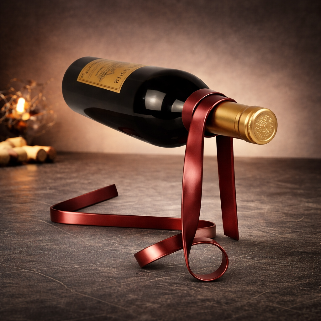Gravity Cellar™ – Ribbon Floating Bottle Holder
